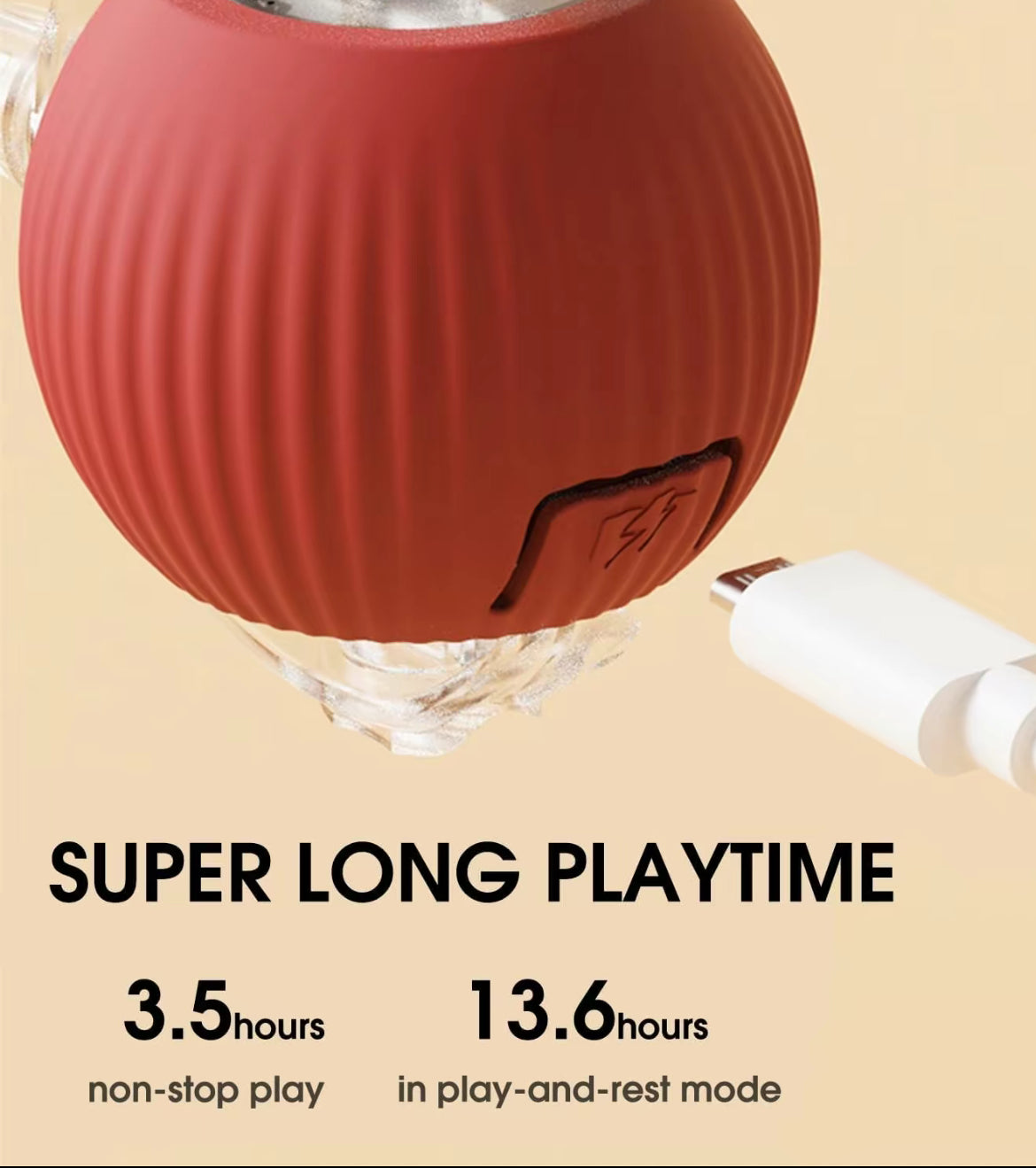 Smart Interactive Cat Toy Ball with Tail – USB Rechargeable, Motion Sensor, LED Light, and Dual Play Modes