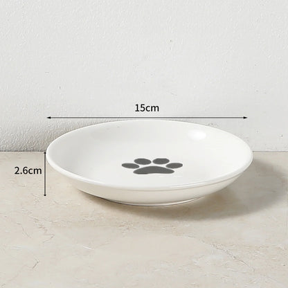 1Pcs Ceramic Cat Food Bowl Wide Safe Pets Water Food Bowls Non Slip Shallow Dish for Kittens