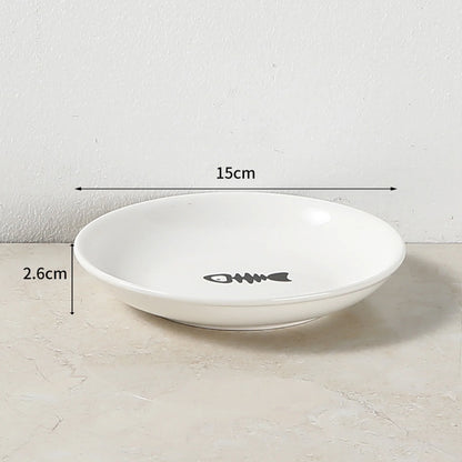 1Pcs Ceramic Cat Food Bowl Wide Safe Pets Water Food Bowls Non Slip Shallow Dish for Kittens