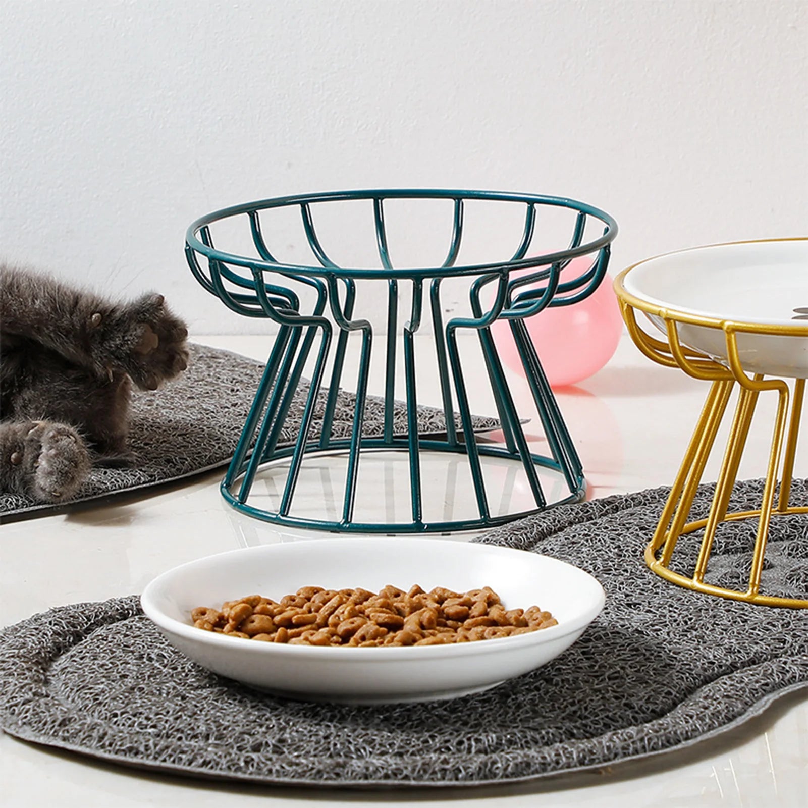 1Pcs Ceramic Cat Food Bowl Wide Safe Pets Water Food Bowls Non Slip Shallow Dish for Kittens