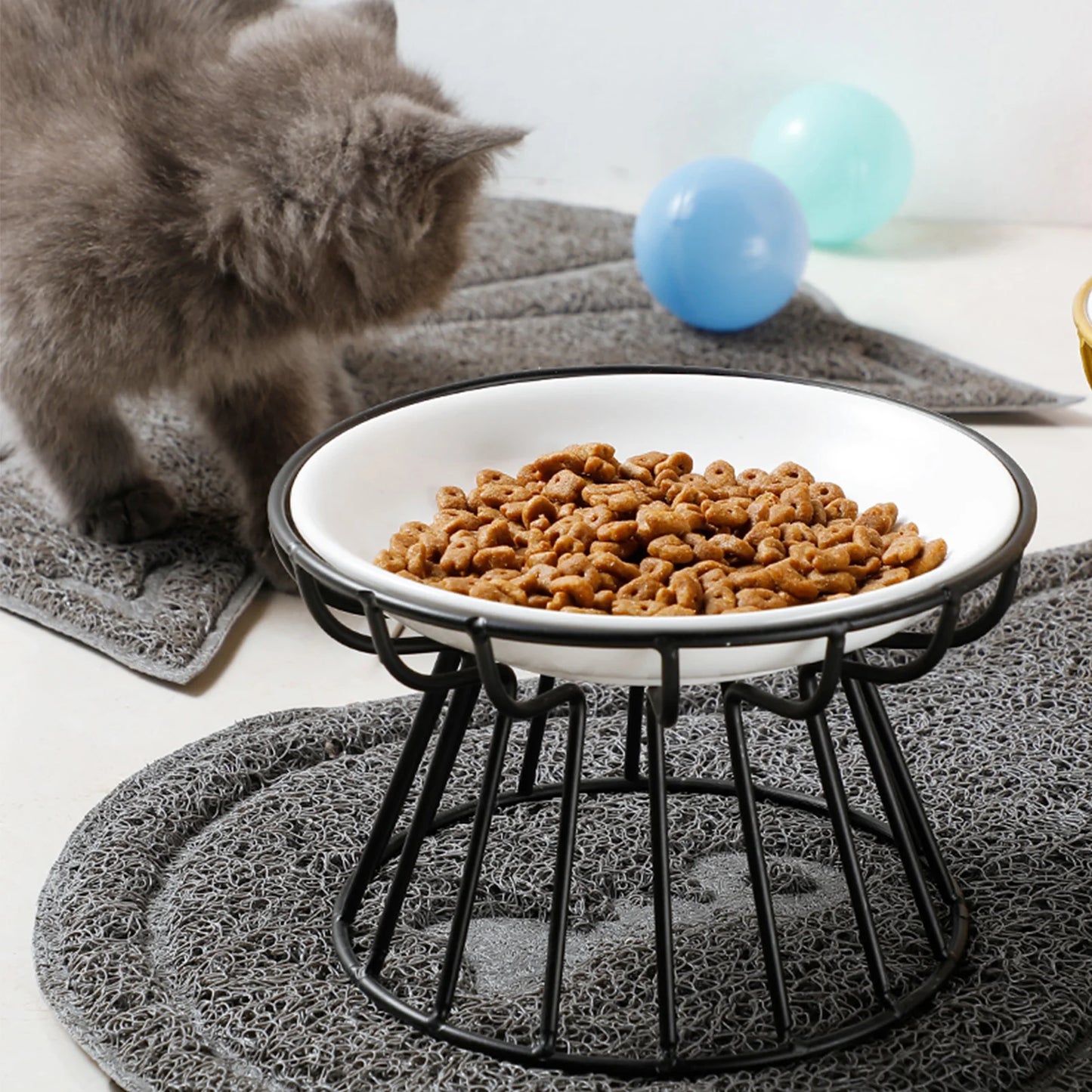 1Pcs Ceramic Cat Food Bowl Wide Safe Pets Water Food Bowls Non Slip Shallow Dish for Kittens