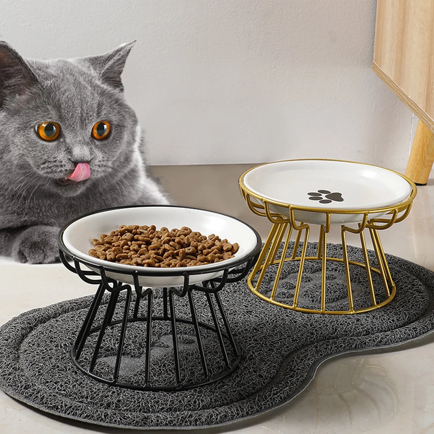 1Pcs Ceramic Cat Food Bowl Wide Safe Pets Water Food Bowls Non Slip Shallow Dish for Kittens
