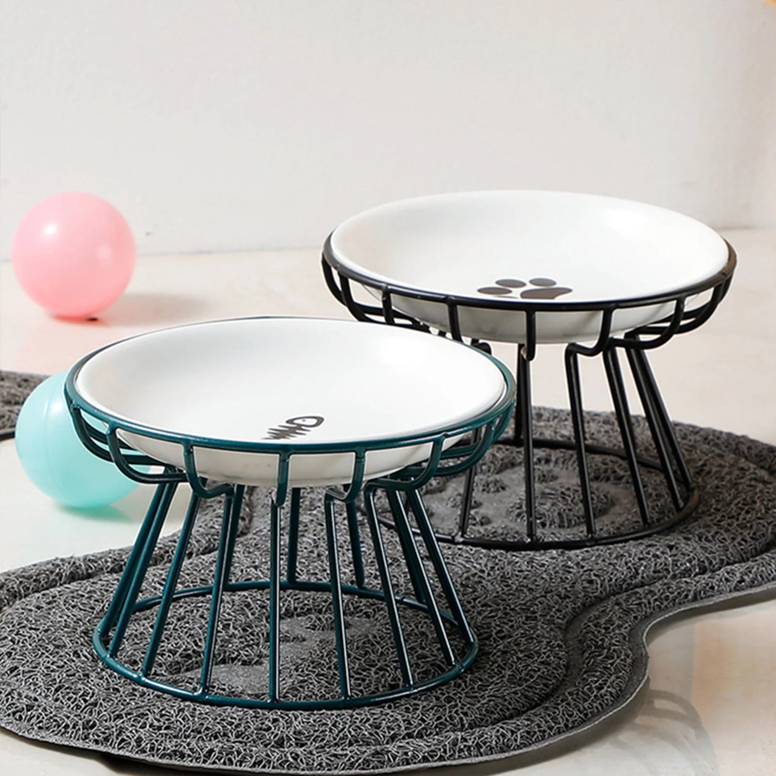 1Pcs Ceramic Cat Food Bowl Wide Safe Pets Water Food Bowls Non Slip Shallow Dish for Kittens